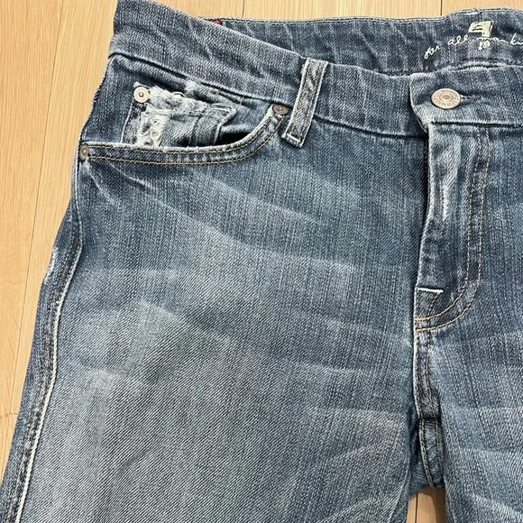 7 For All Mankind 7FAM "A" Pocket Bootcut Wide Flare Leg Jeans Blue Size 30 - Picture 4 of 16